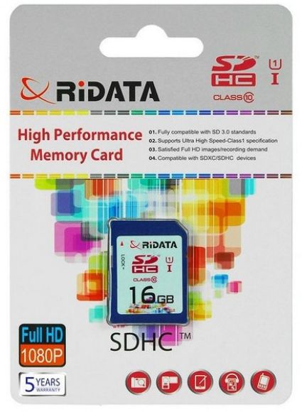 

Карта пам'яті RiDATA SDHC 16GB Class 10 UHS-I