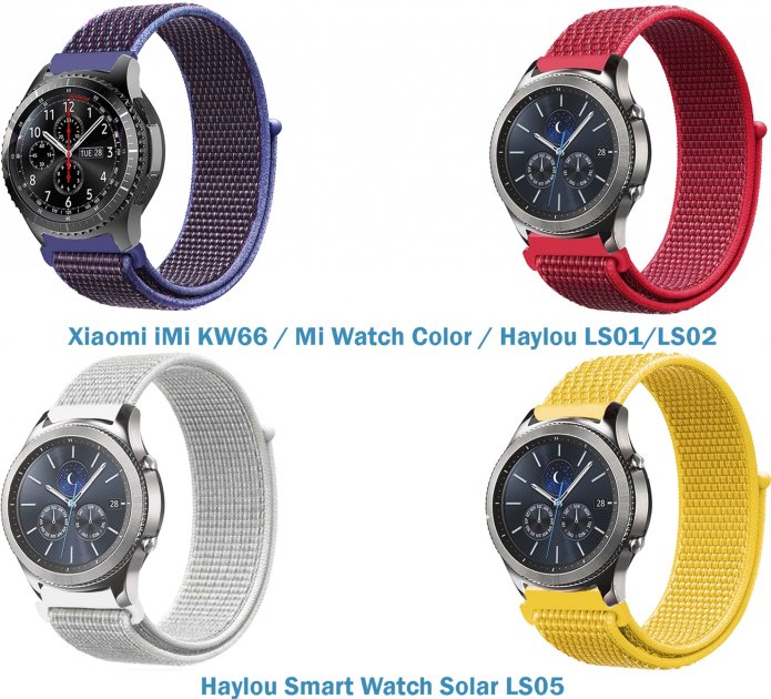 

Набір ремінців 4 кольори BeCover Nylon Style для Xiaomi iMi KW66/Mi Watch Color/Haylou LS01/LS02 (706564) Girl