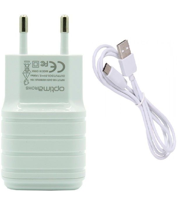 

Мережевий зарядний пристрій Optima 2USB (2.1A) + cable Type-C White