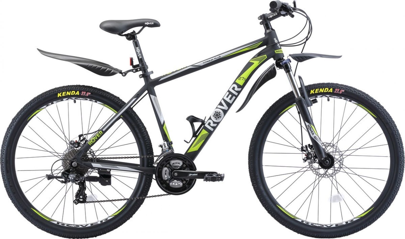 

Велосипед Rover Titanium Plus 27.5"18" 2019 Matt Black/Grey/Green