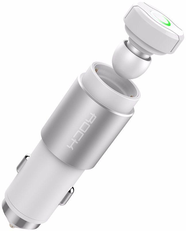 

Гарнитура беспроводная ROCK Hammer Car Charger Bluetooth Earphone White