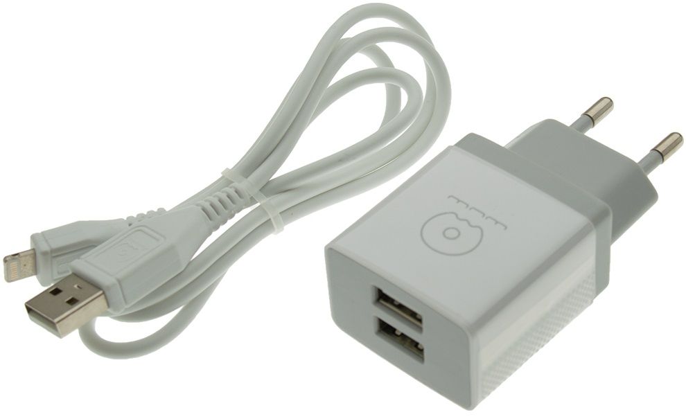 

Зарядний пристрій WUW T23 2USB 2.1A + lightning cable (WUW-T23) White